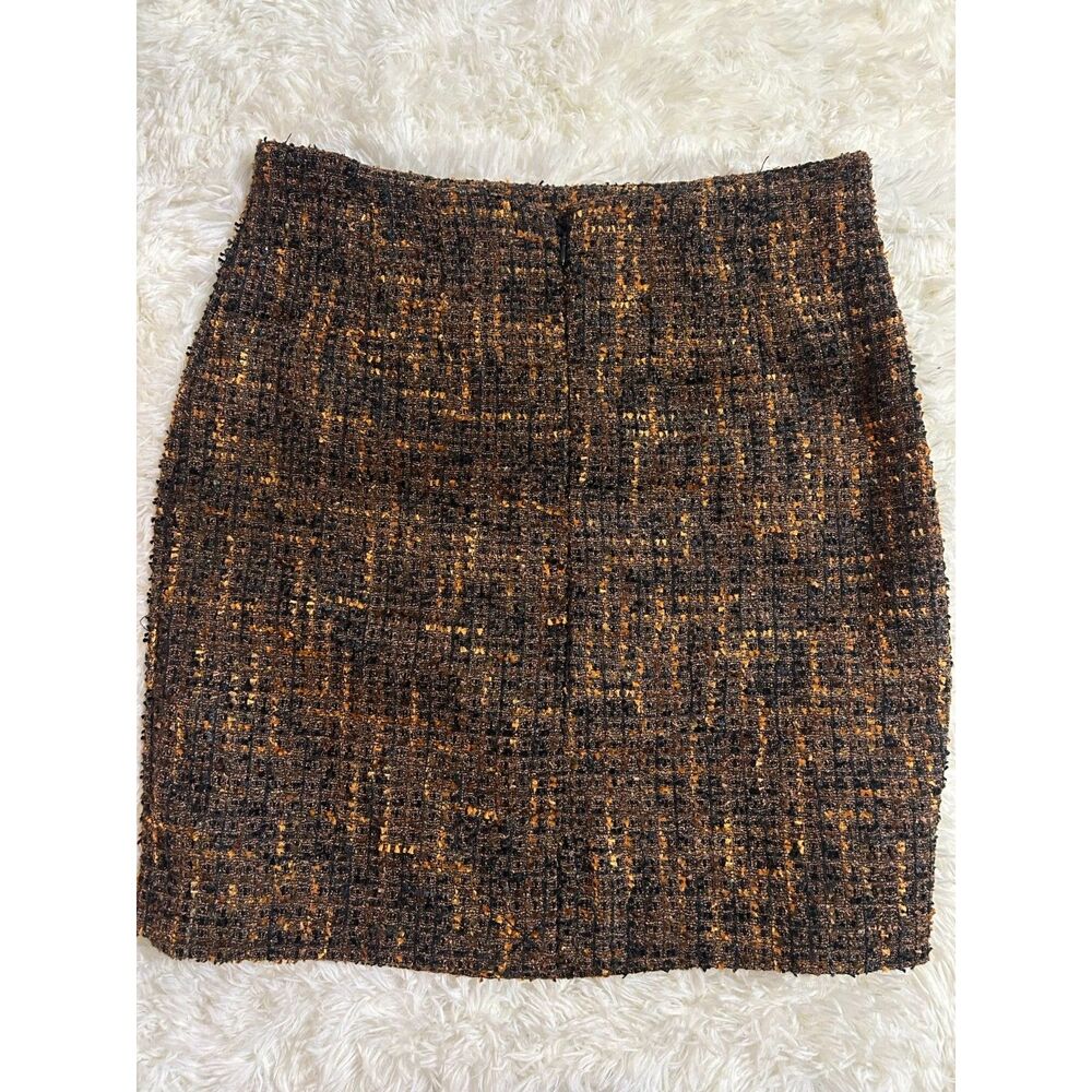Amanda Chelsea Womens Size Medium Brown Boucle Tweed Mini Skirt Metallic A-Line